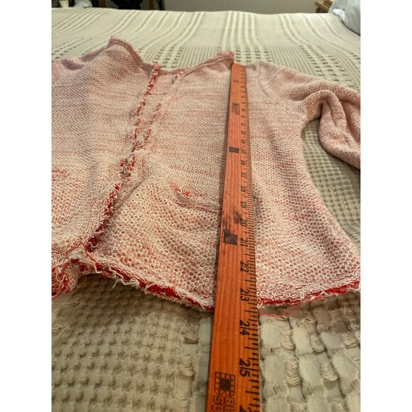 Halogen Red & White Womens Jacket Stylish Distressed with Frayed Edging Sz Large - Picture 12 of 12